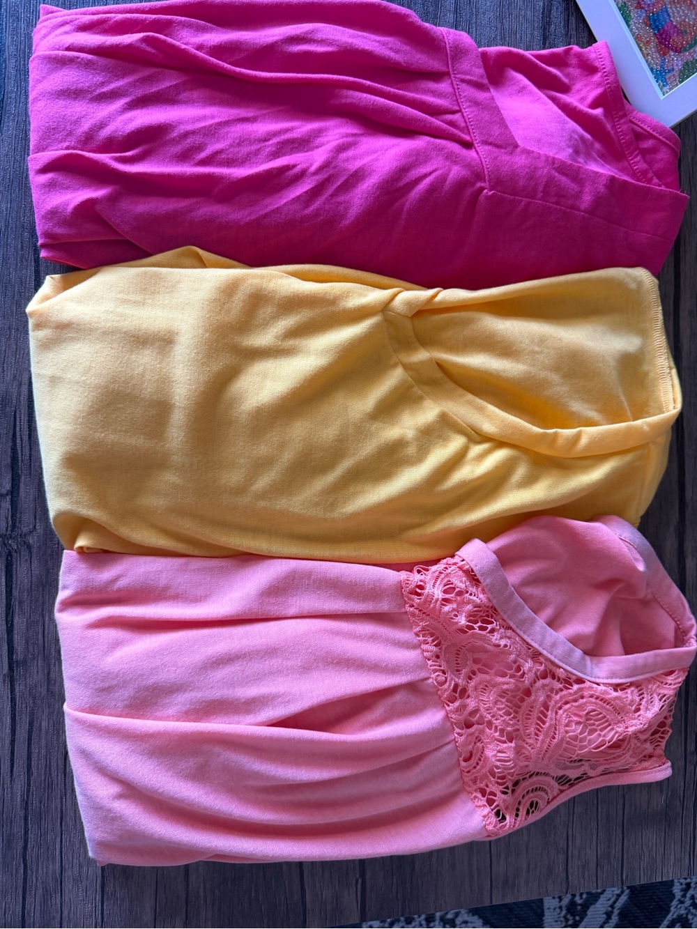 Bundle of Three Bright Summer Tops - Pink, Yellow, Coral